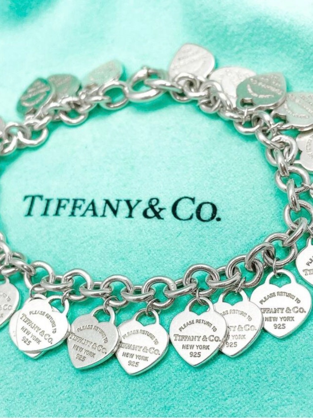 Tiffany & Co. Sterling Silver Multi-Heart Charm Bracelet - Silver